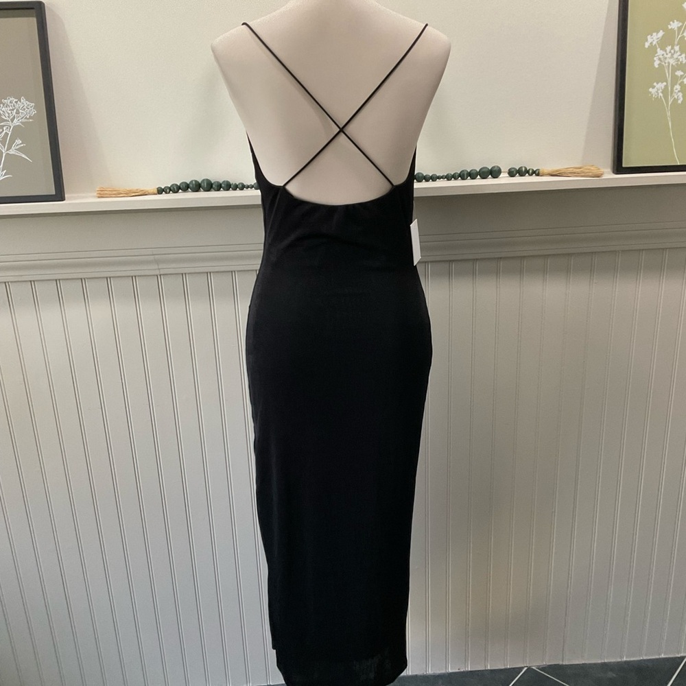 Petal & Pup Black Slip Dress NWT Size 10 Cowl Neck Strappy Back Midi - Picture 2 of 6